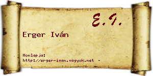 Erger Iván névjegykártya